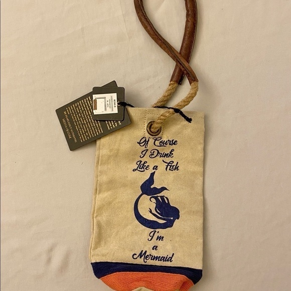 Mermaid NWT Wine Bottle Bag / Holder, Mona B., Drinking Wine, Like A Fish, Gift - Picture 2 of 6